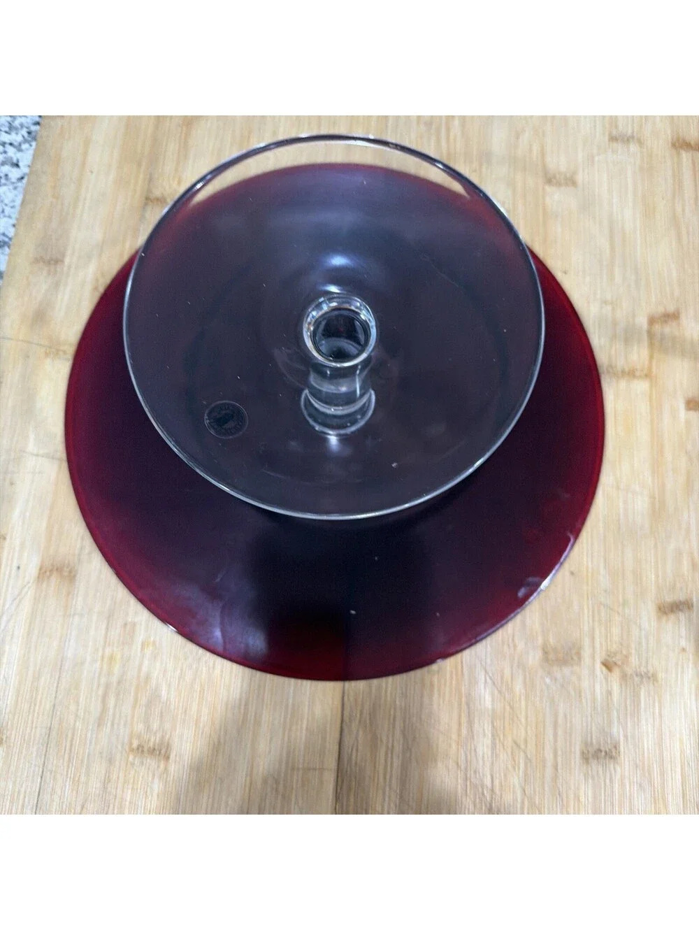IKEA AKTAD 13” Ruby Glass Pedestal Cake Stand Designed By Maria Vinka *